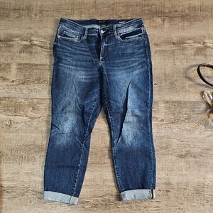 Judy Blue Boyfriend Dark Blue Ankle Jeans